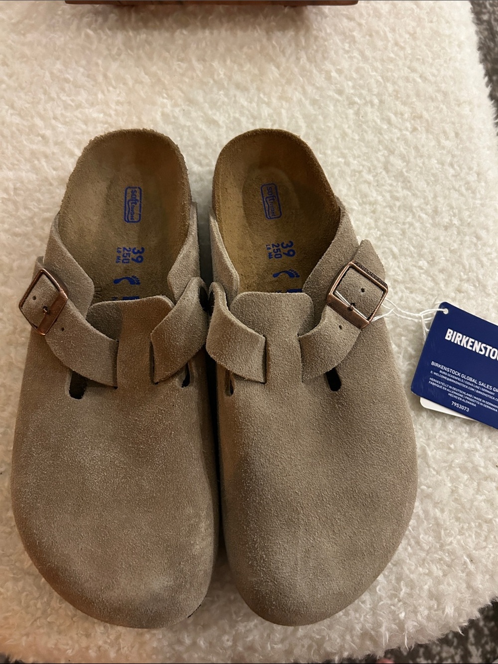 Birkenstock Suede Clogs in Taupe Brown